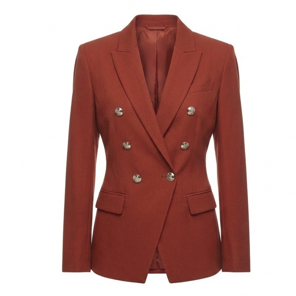 Nine West Rust Colored Double-Breasted Feminine Blazer Small